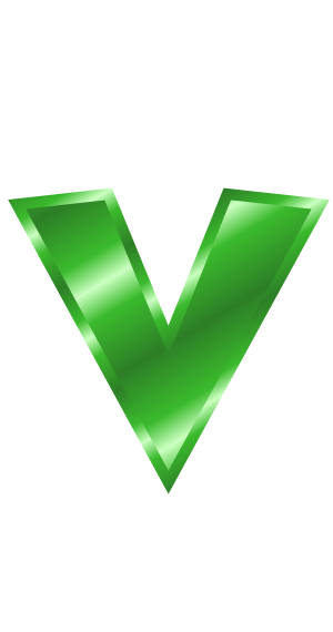 green metal letter v