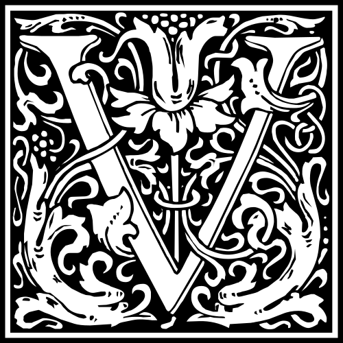ornate letter V