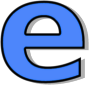lowercase E blue