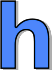 lowercase H blue