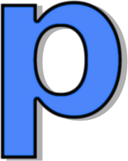 lowercase P blue