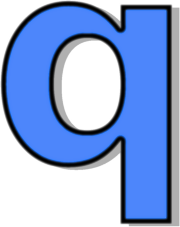 lowercase Q blue
