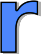 lowercase R blue
