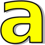 lowercase A yellow