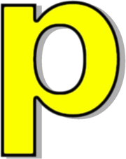 lowercase P yellow