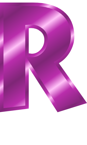 purple metal letter capitol R