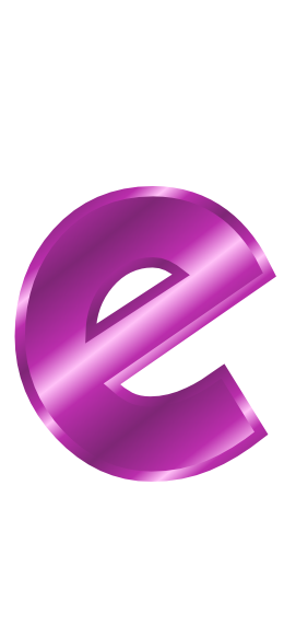 purple metal letter e