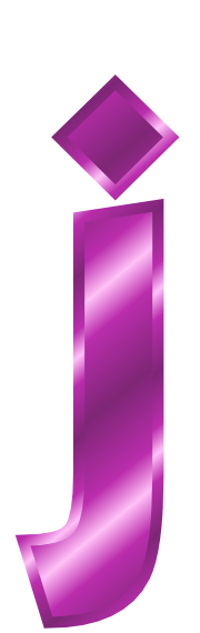 purple metal letter j