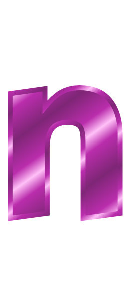 purple metal letter n