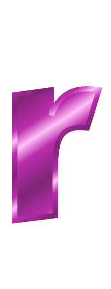 purple metal letter r