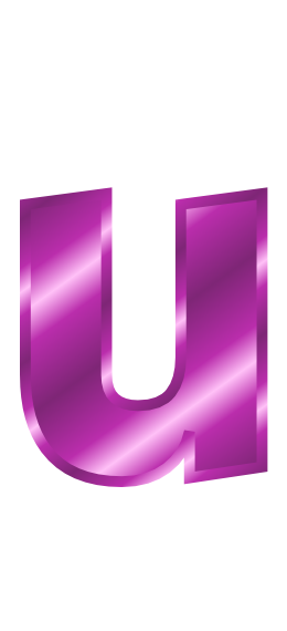 purple metal letter u
