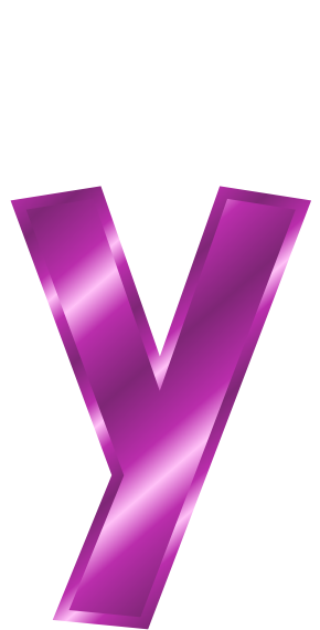 purple metal letter y