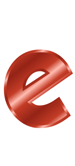 red metal letter e