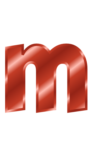 red metal letter m