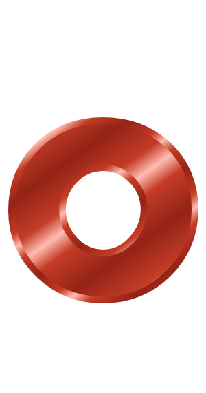 red metal letter o