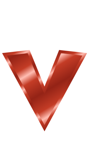 red metal letter v