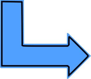 L shaped arrow blue filled right