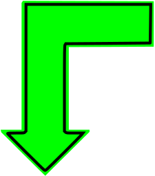 L shaped arrow green filled down