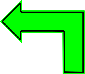 L shaped arrow green filled left