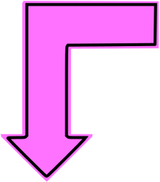 L shaped arrow pink filled down
