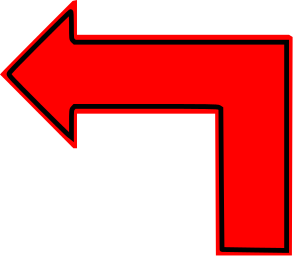 L shaped arrow red filled left