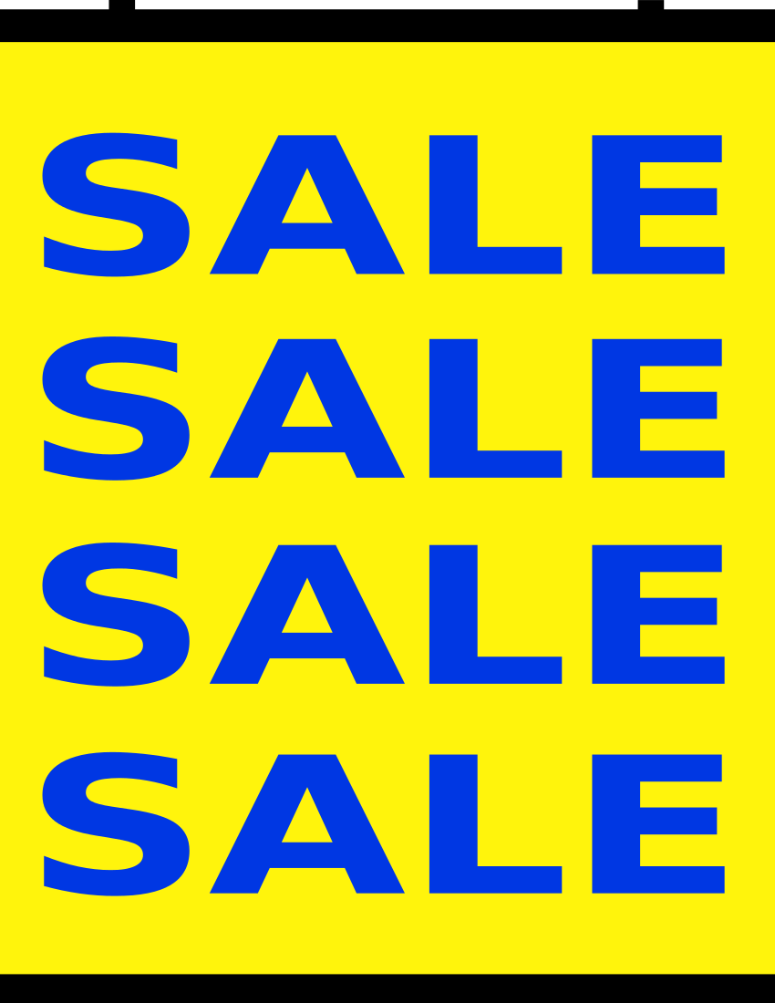 sale banner page blue on yellow