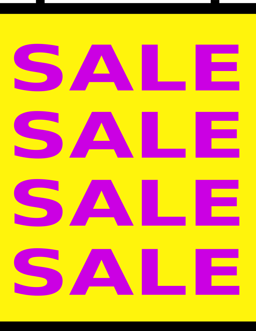 sale banner page purple on yellow