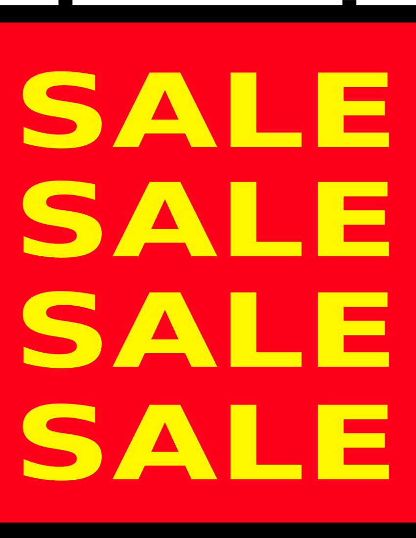 sale banner page yellow on red