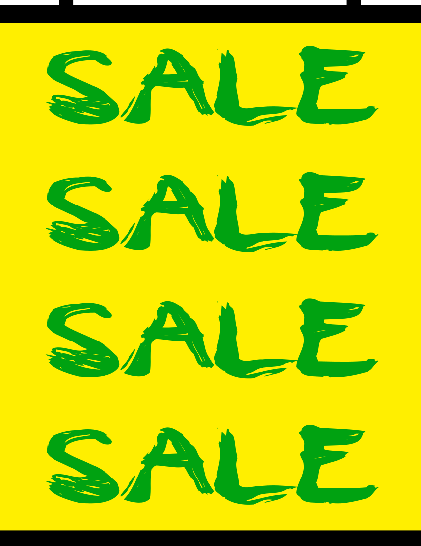 sale brushed banner green on yellow
