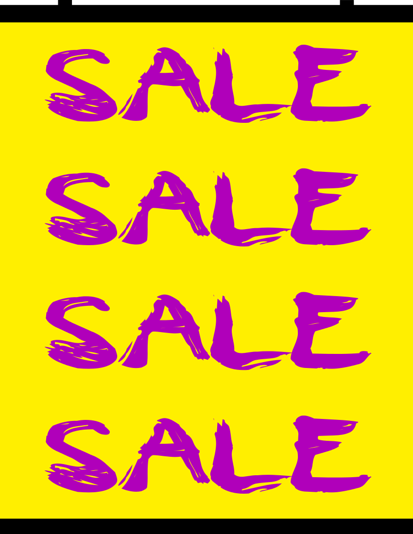sale brushed banner purple on yellow