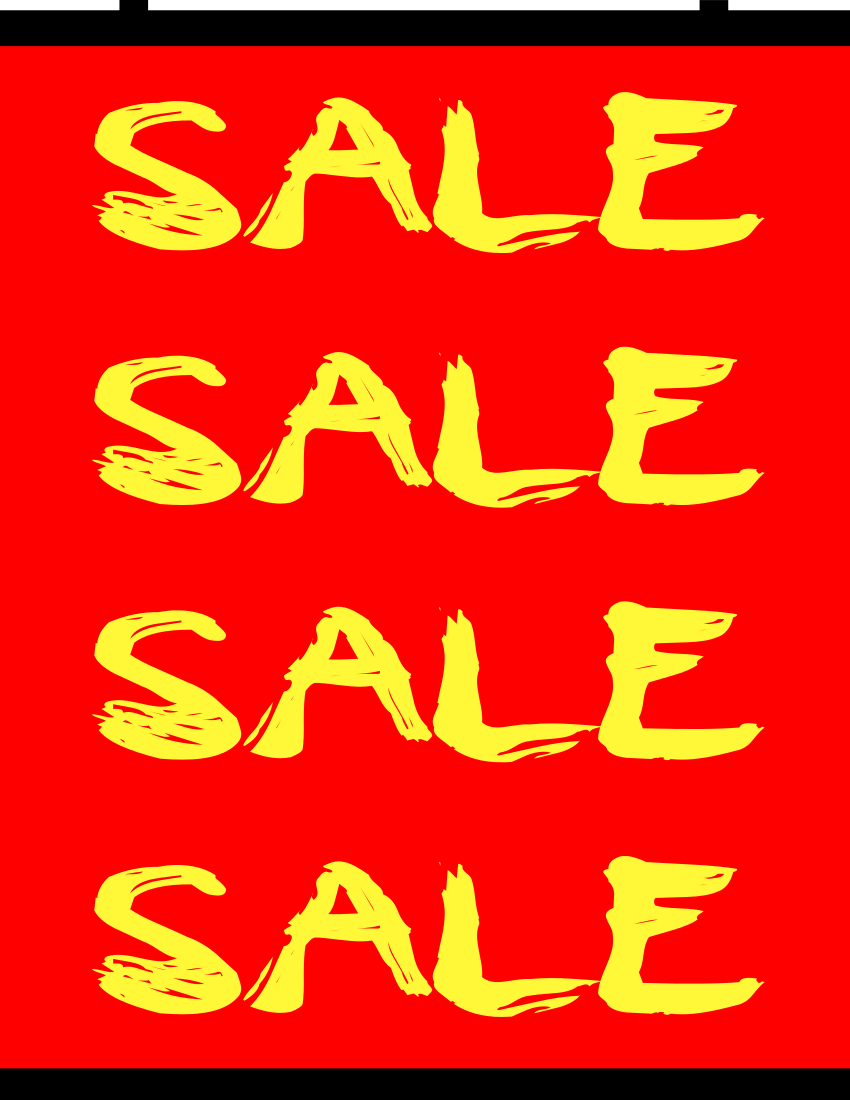 sale brushed banner yellow on red