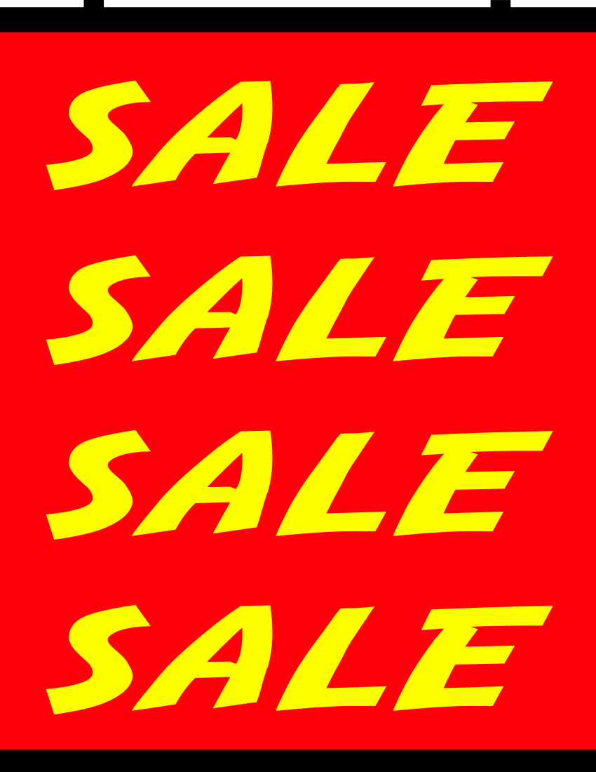 sales banner page yellow on red