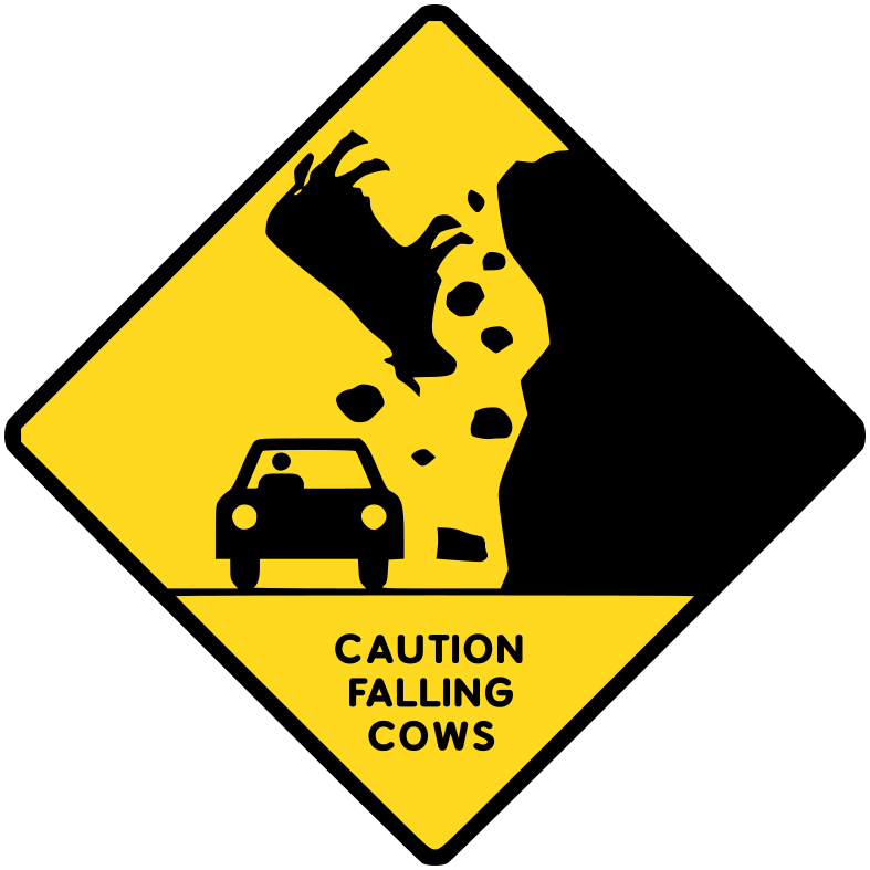 caution falling cows