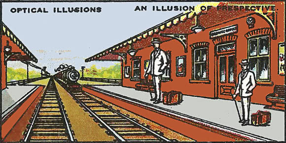 Perspective train station optical illusion