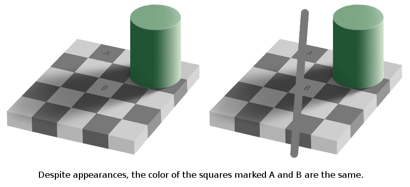 checkerboard shadow illusion label