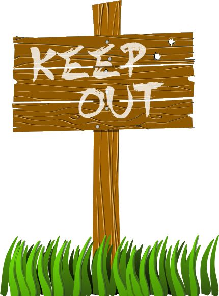 keep out sign with grass