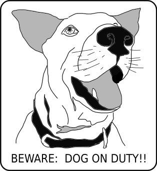beware dog on duty sign