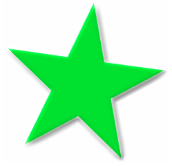 basic 5 point green star beveled