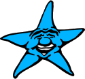 Star with face blue