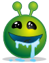 smiley green alien drooling