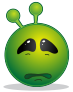 smiley green alien sad