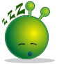 smiley green alien sleepy