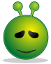 smiley green alien sorry