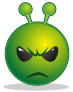 smiley green alien unhappy