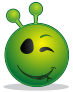smiley green alien wink