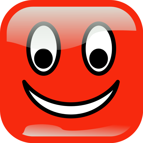 smiley button red