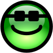 glossy smiley green glasses