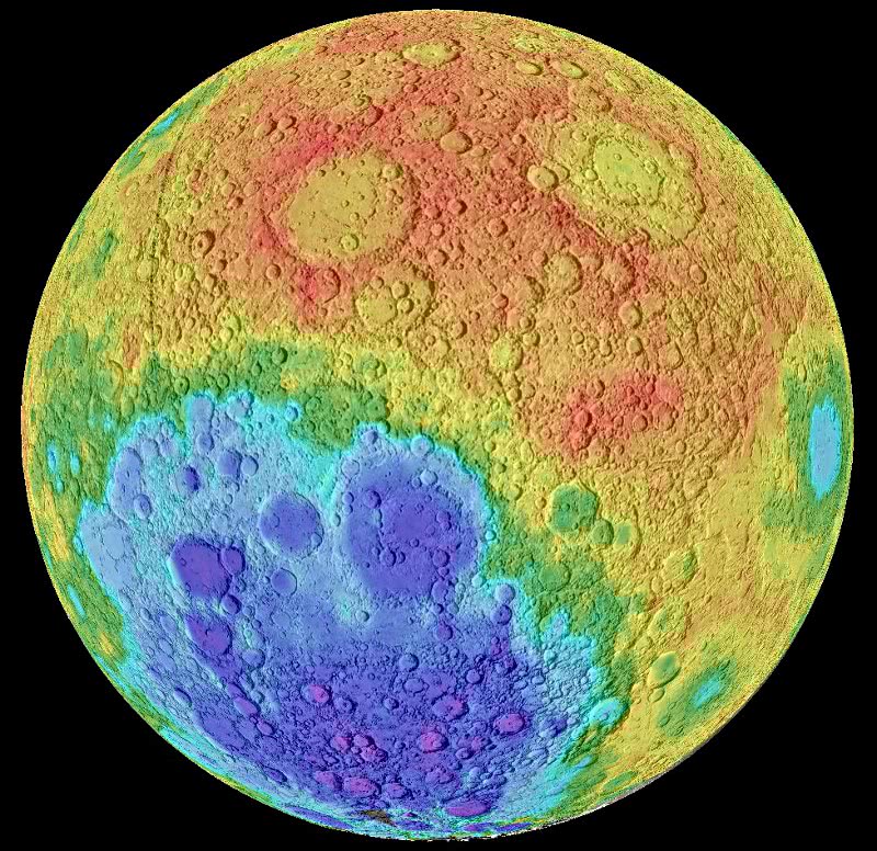 Moon shaded elevation map