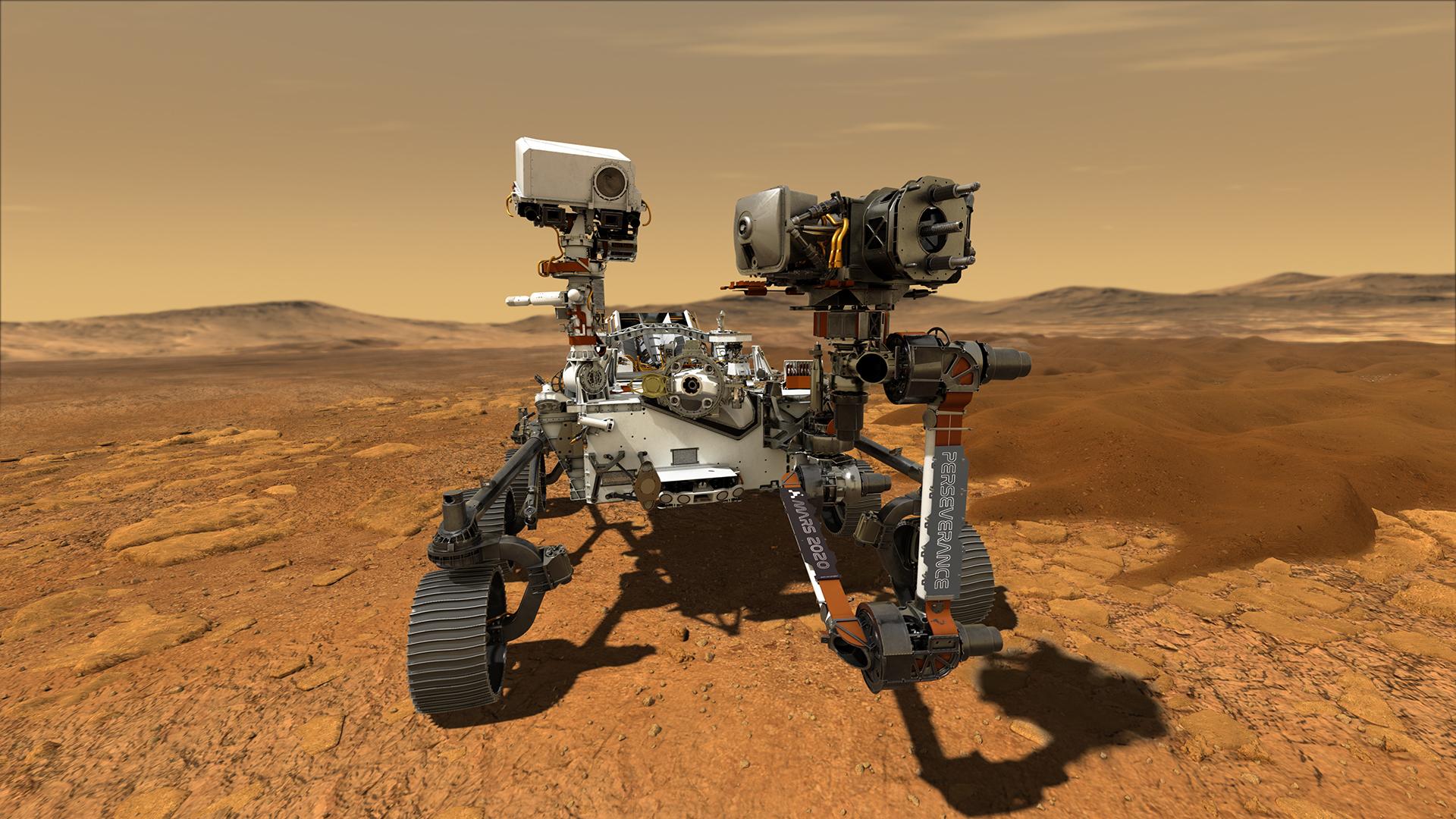 Perseverance rover on Mars artist