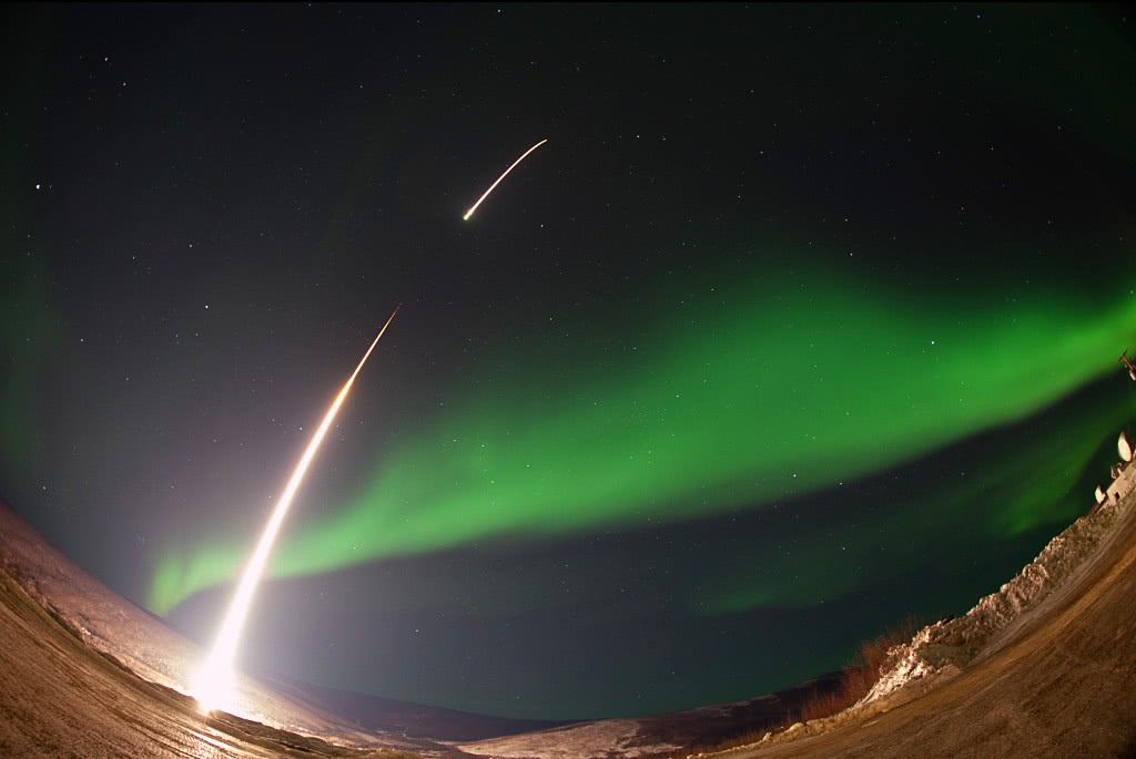 rocket launched into northern lights